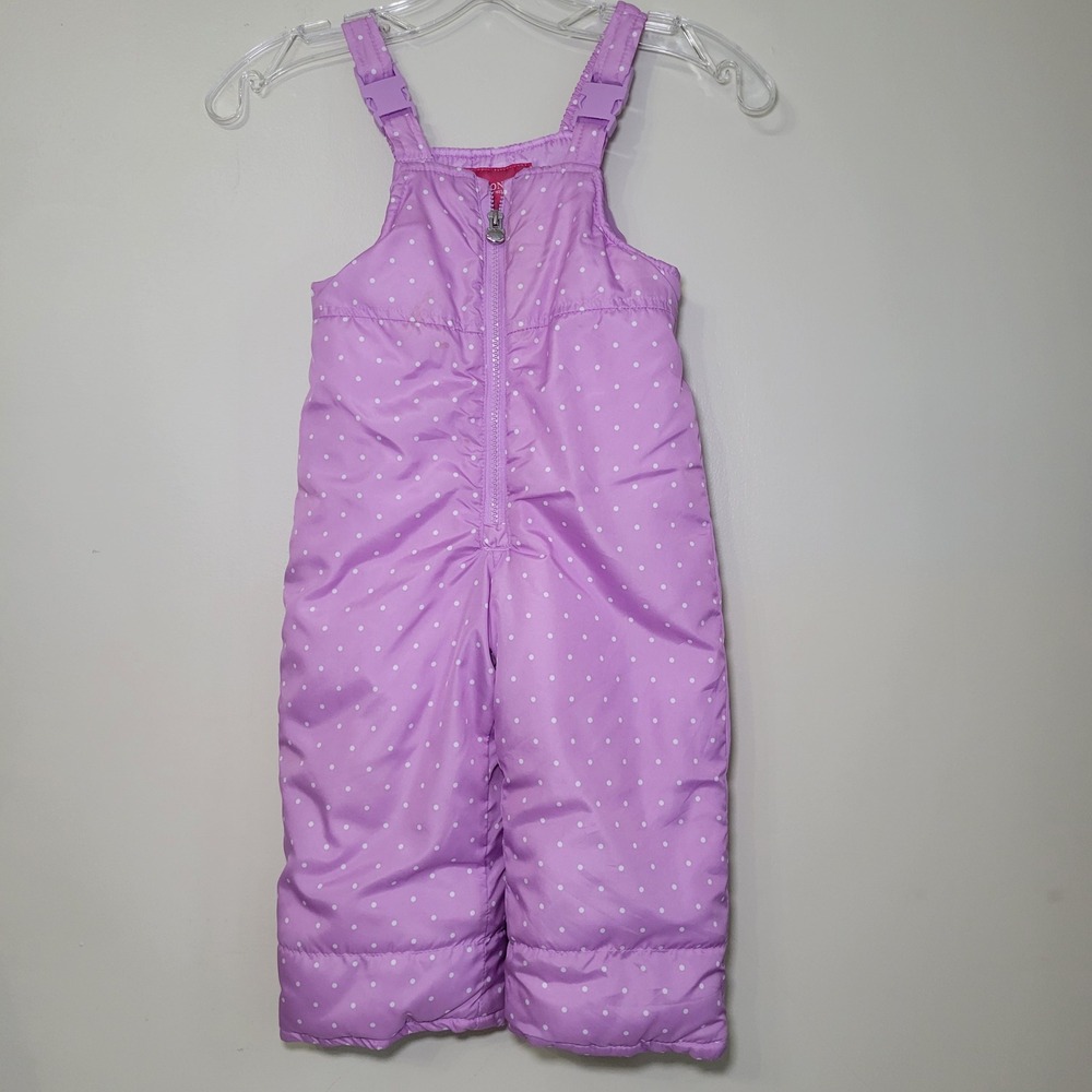 London Fog Lavender Polka Dot Snow Overalls